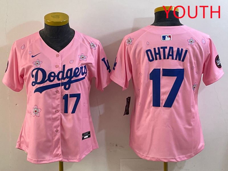 Youth Los Angeles Dodgers #17 Ohtani Pink Sakura Edition 2025 Nike MLB Jersey style 23->youth mlb jersey->Youth Jersey